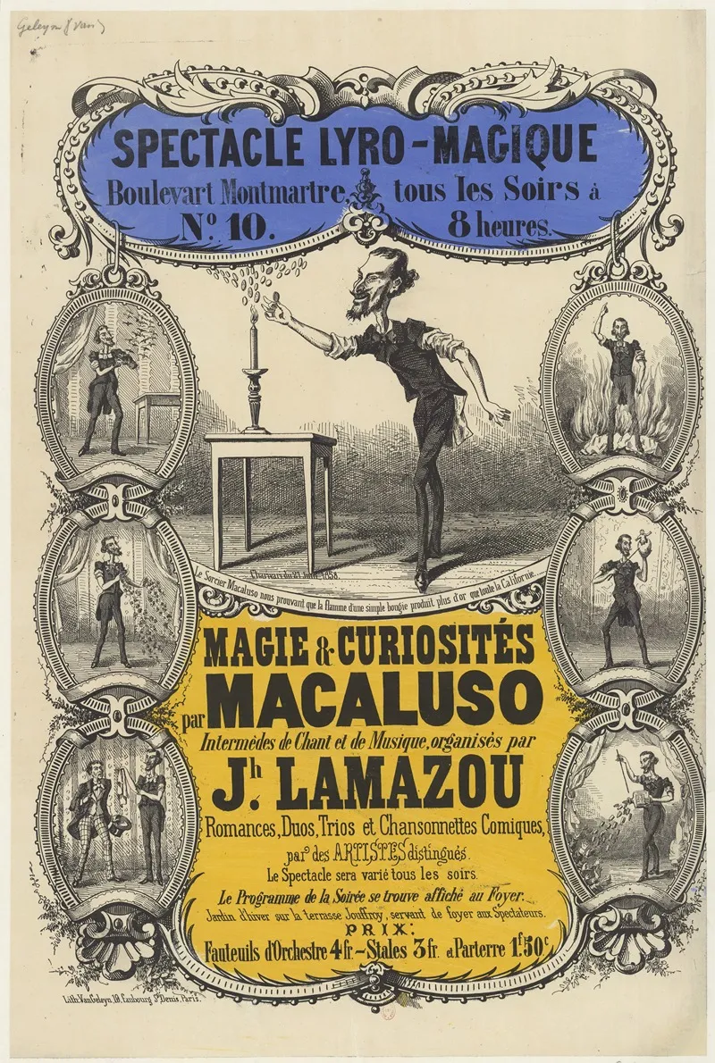 Spectacle Lyro Magique Boulevart Sic Montmartre N10 Tous Les Soirs Magie Curiosites Par Macaluso Wall Art by Lith. Van Geleyn - High-Resolution Digital Print