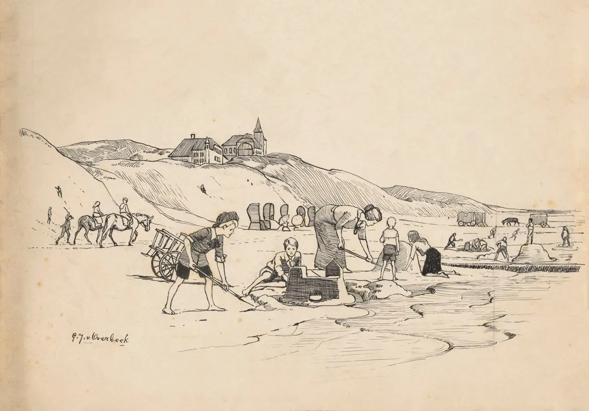 Spelende Kinderen Aan Zee Wall Art by Gijsbertus Johannes van Overbeek - High-Resolution Digital Print