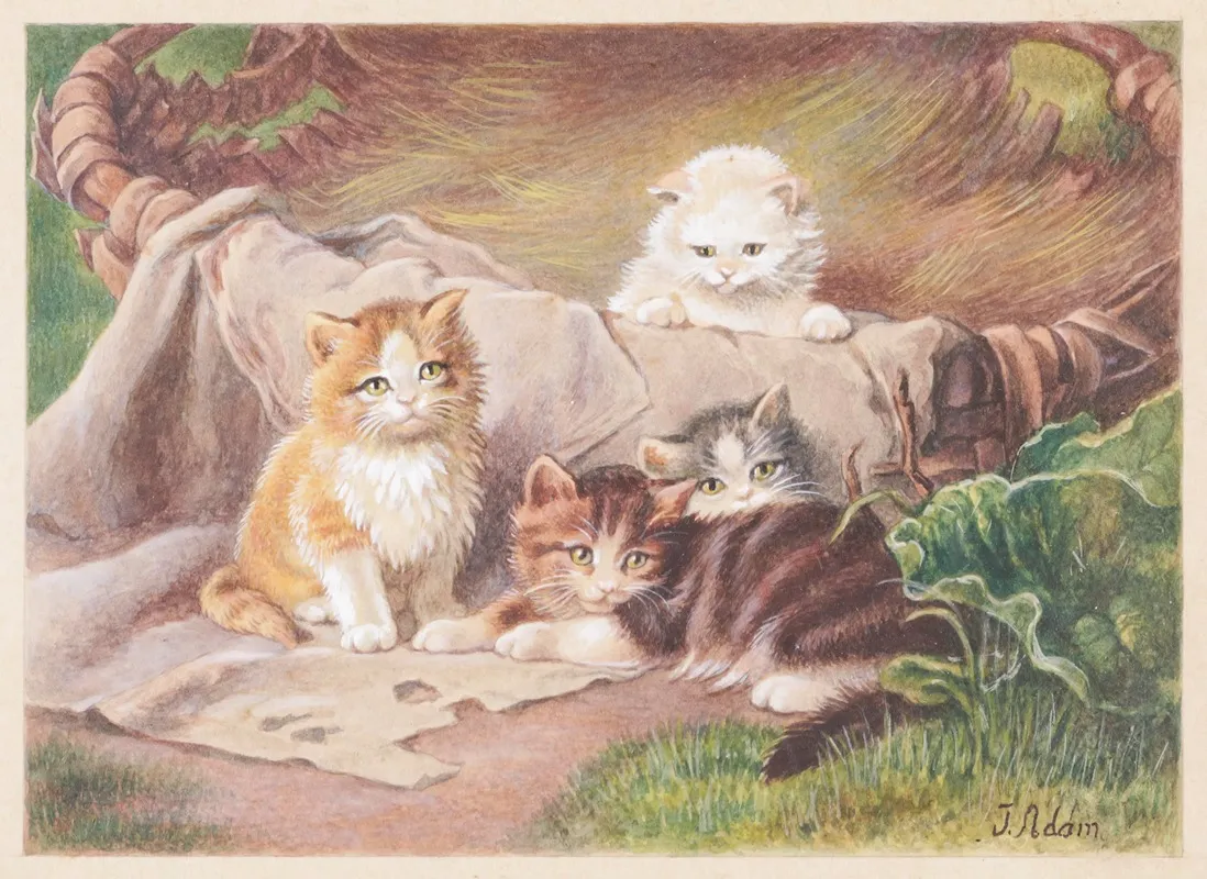 Spielende Katzen Wall Art by Julius Adam the elder - High-Resolution Digital Print