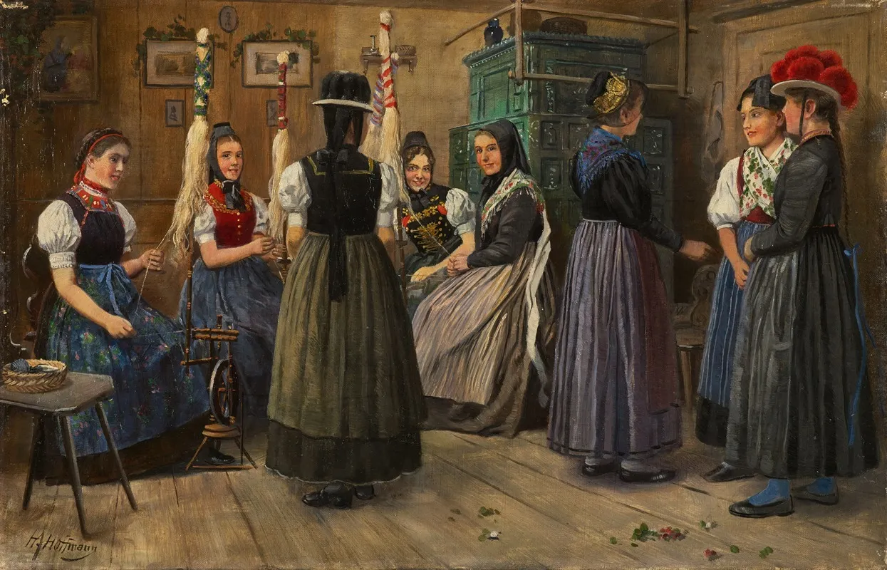 Spinning Room In The Black Forest Wall Art by Heinrich Hoffmann - High-Resolution Digital Print