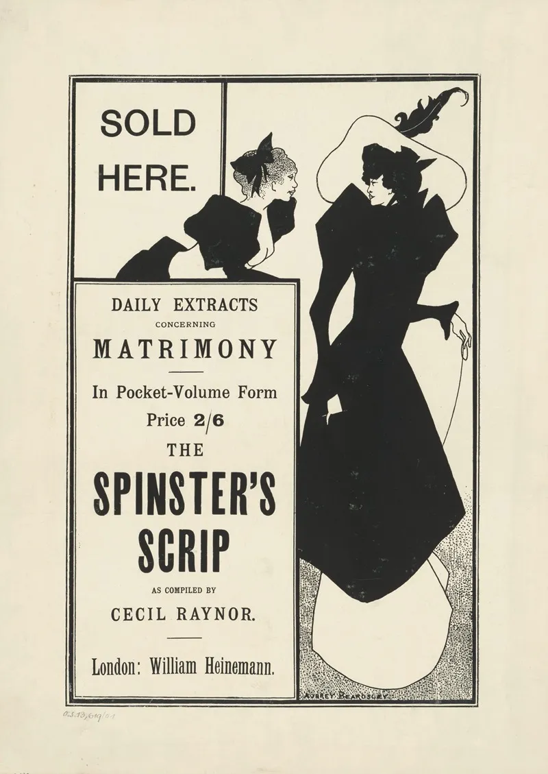 Spinsters Scrip Wall Art by Aubrey Vincent Beardsley - High-Resolution Digital Print
