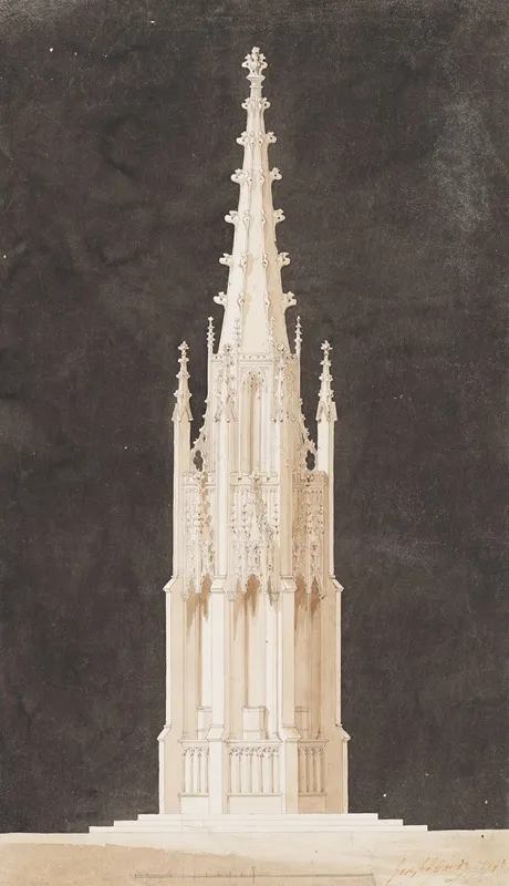 Spired Gothic Monument Wall Art by Joseph Michael Gandy - High-Resolution Digital Print