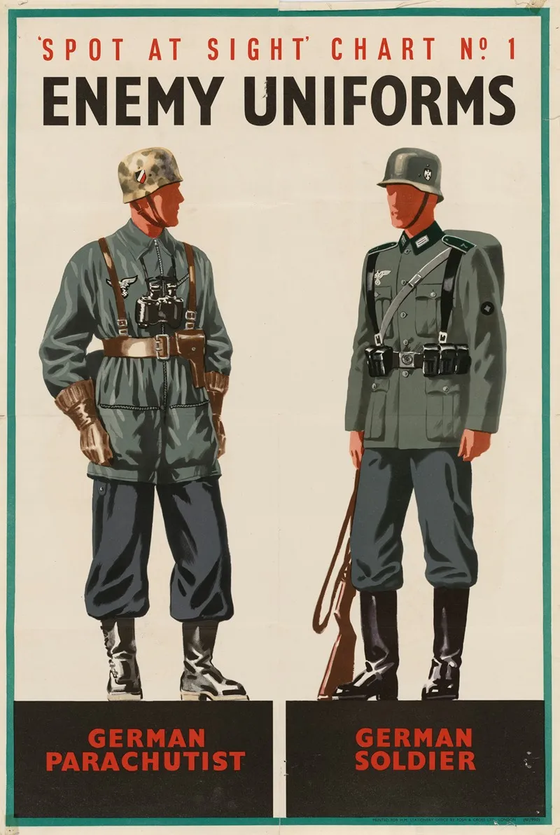 Spot At Sight Chart No 1 Enemy Uniforms German Parachutist German Soldier
