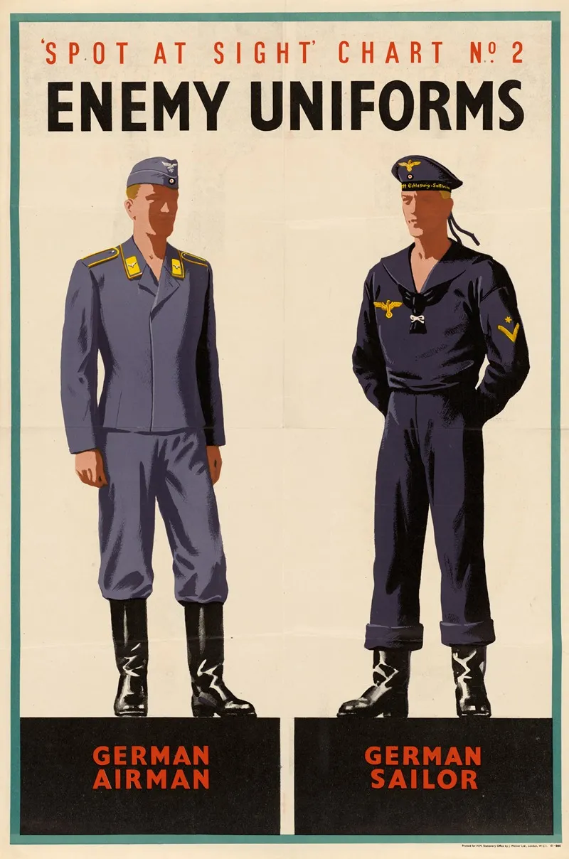 Spot At Sight Chart No 2 Enemy Uniforms German Airman German Sailor