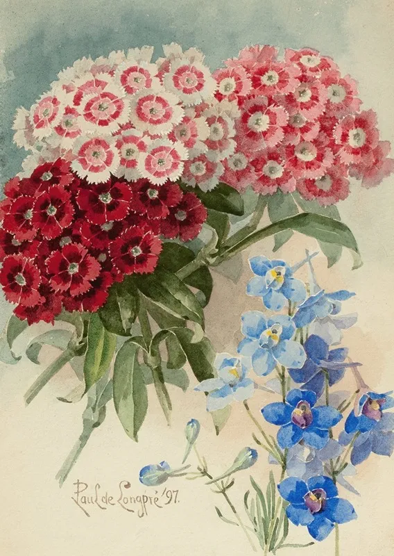 Spring Bouquet Wall Art by Paul de Longpre - High-Resolution Digital Print