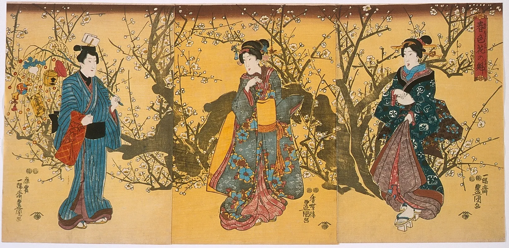 Spring Flowers At Their Height Wall Art by Utagawa Kunisada (Toyokuni III) - High-Resolution Digital Print