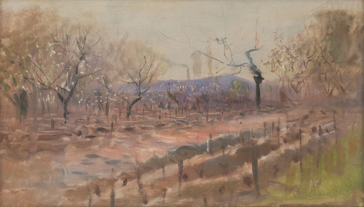 Spring Landscape Spring In An Orchard Wall Art by Ladislav Mednyánszky - High-Resolution Digital Print