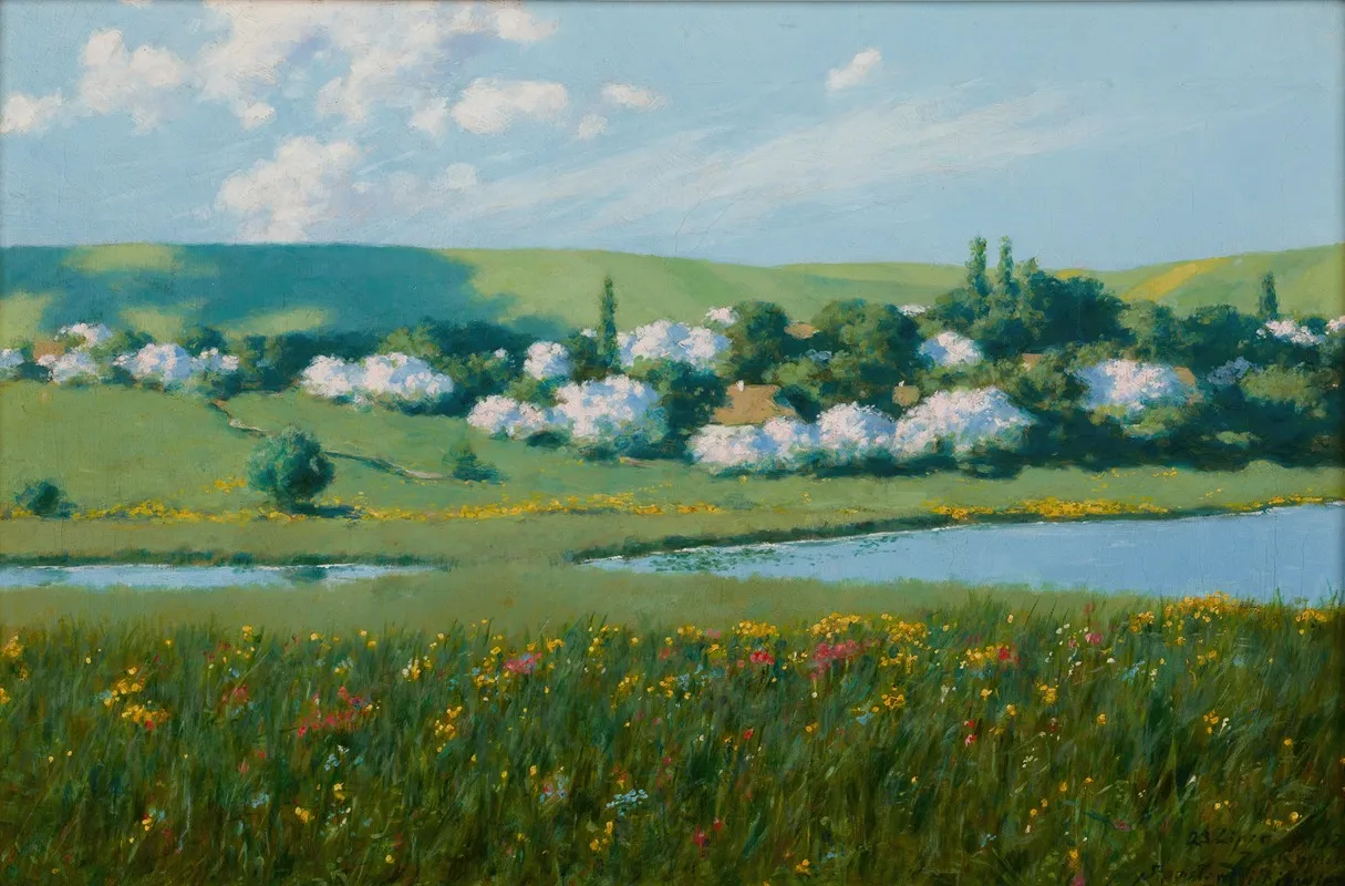 Spring Landscape With A Pond