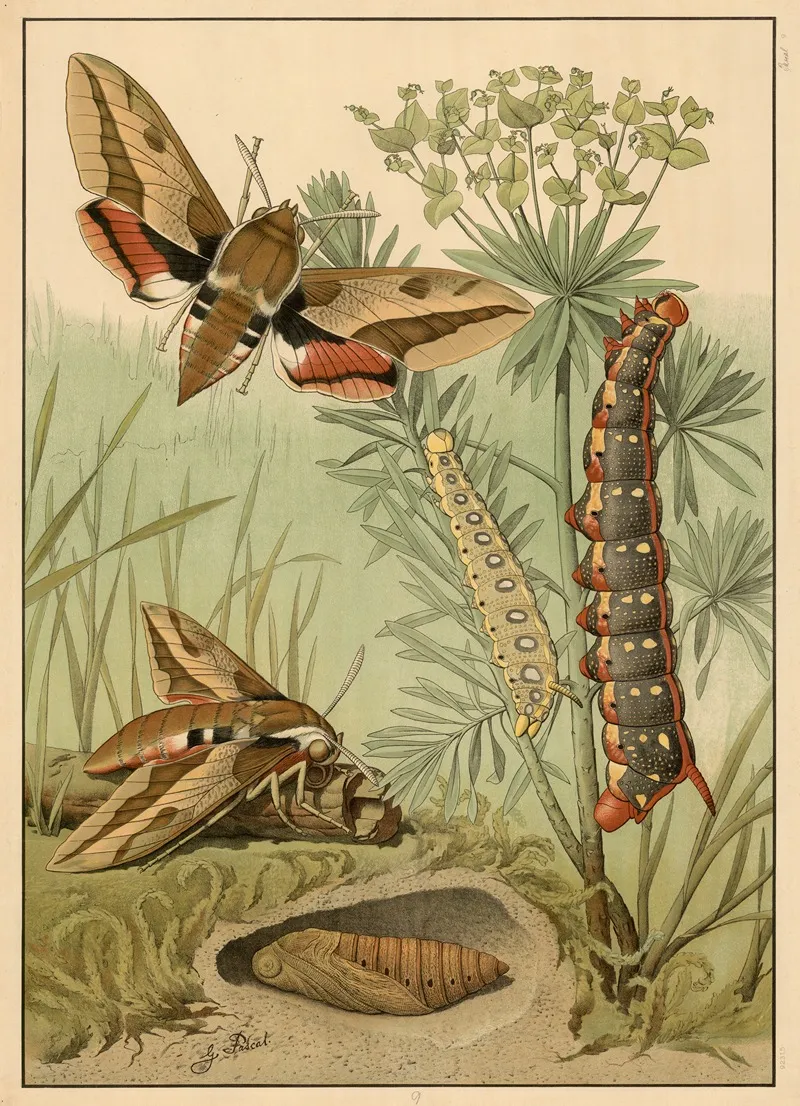 Spurge Hawk Moth Hyles Euphorbiae Wall Art by G. Pascal - High-Resolution Digital Print