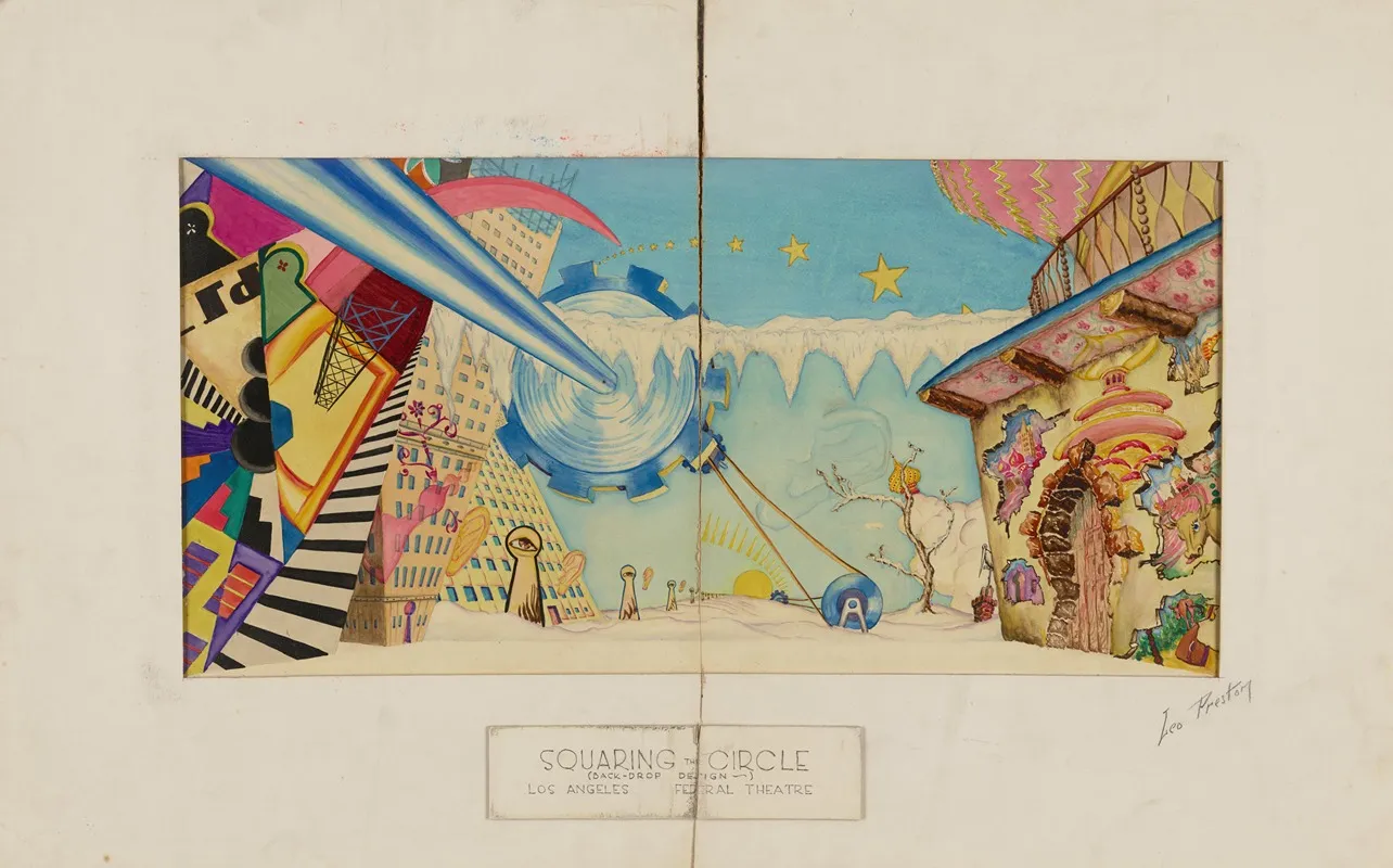 Squaring The Circle Back Drop Design Surrealist Carnival Imagery Wall Art by Leo Preston - High-Resolution Digital Print