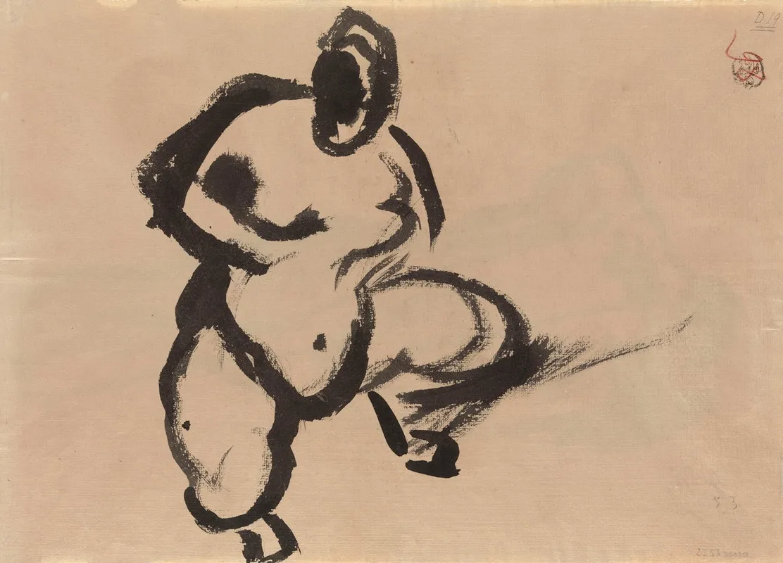 Squatting Nude Wall Art by Rik Wouters - High-Resolution Digital Print