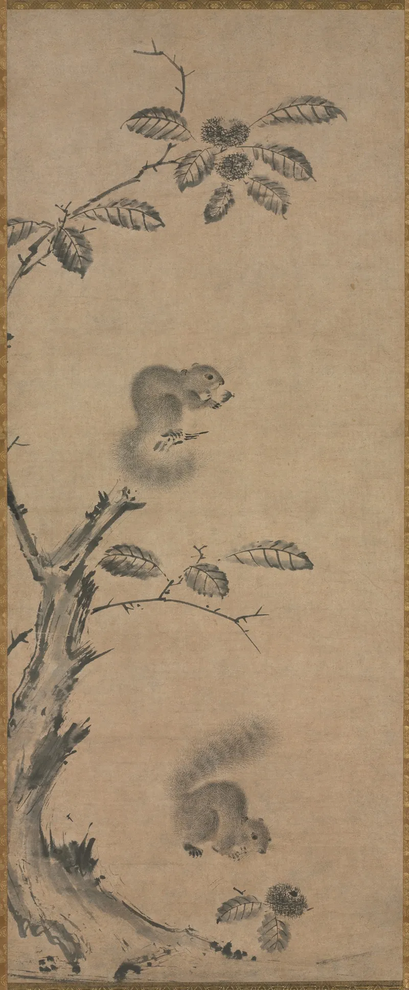 Squirrels On The Chestnut Tree Wall Art by Ge Shuying - High-Resolution Digital Print