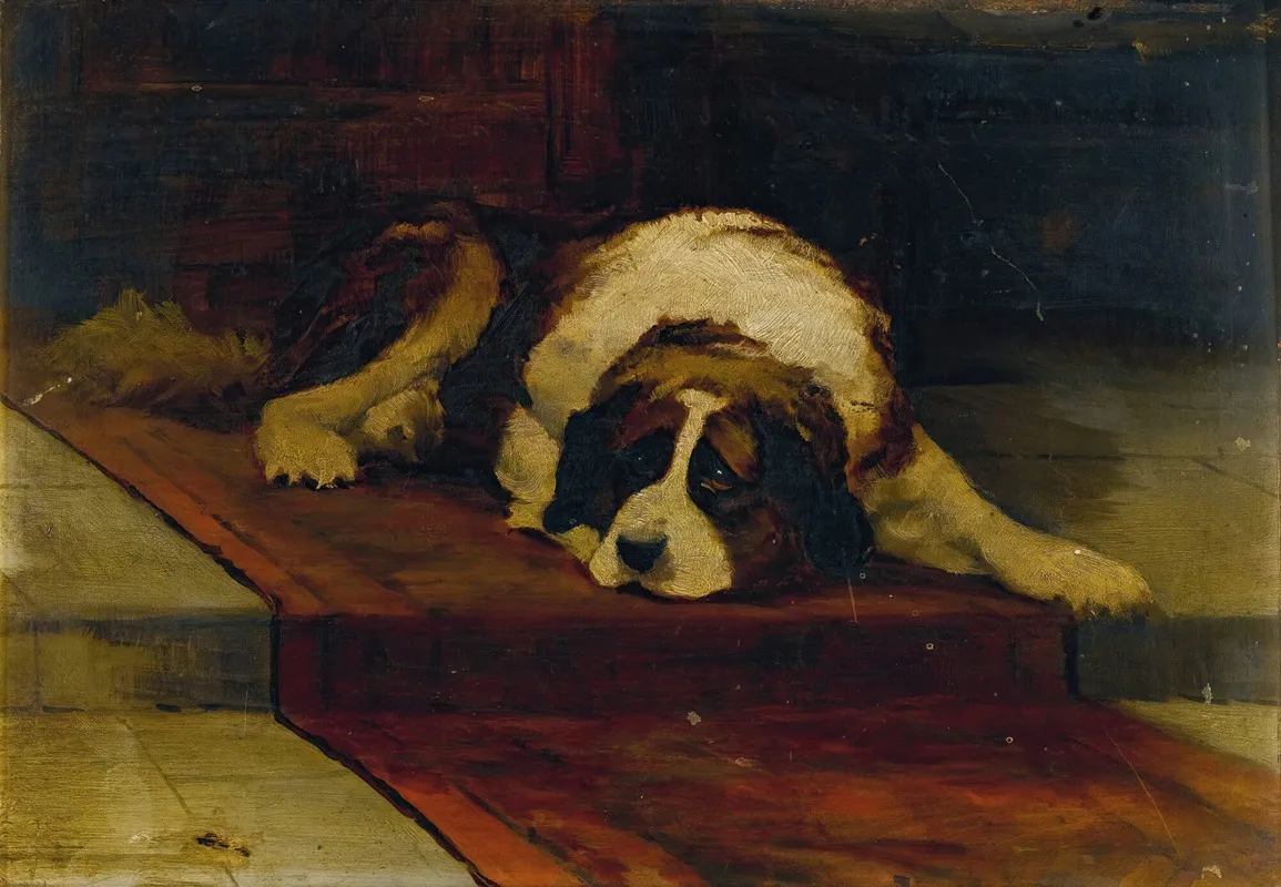St Bernard Lying On A Runner Wall Art by Hugh George Shaw - High-Resolution Digital Print