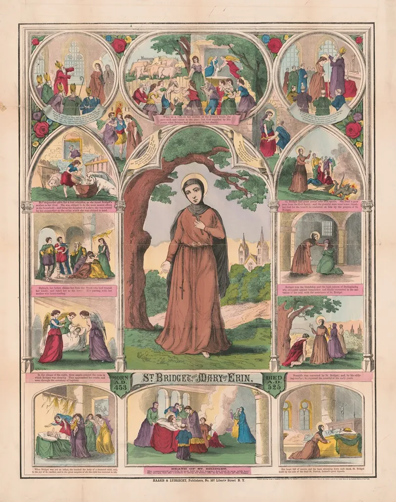 St Bridget The Mary Of Erin Born A D 453 Died A D 525 Wall Art by Haasis & Lubrecht - High-Resolution Digital Print