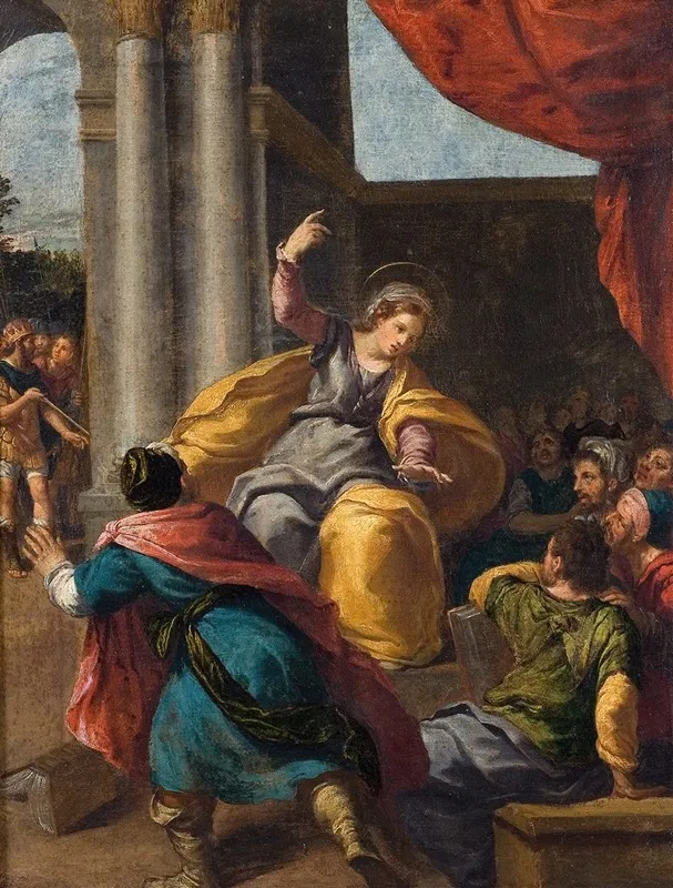 St Catherine Among The Philosophers Wall Art by Scarsellino - High-Resolution Digital Print