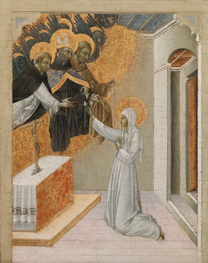 St Catherine Of Siena Invested With The Dominican Habit Wall Art by Giovanni di Paolo - High-Resolution Digital Print