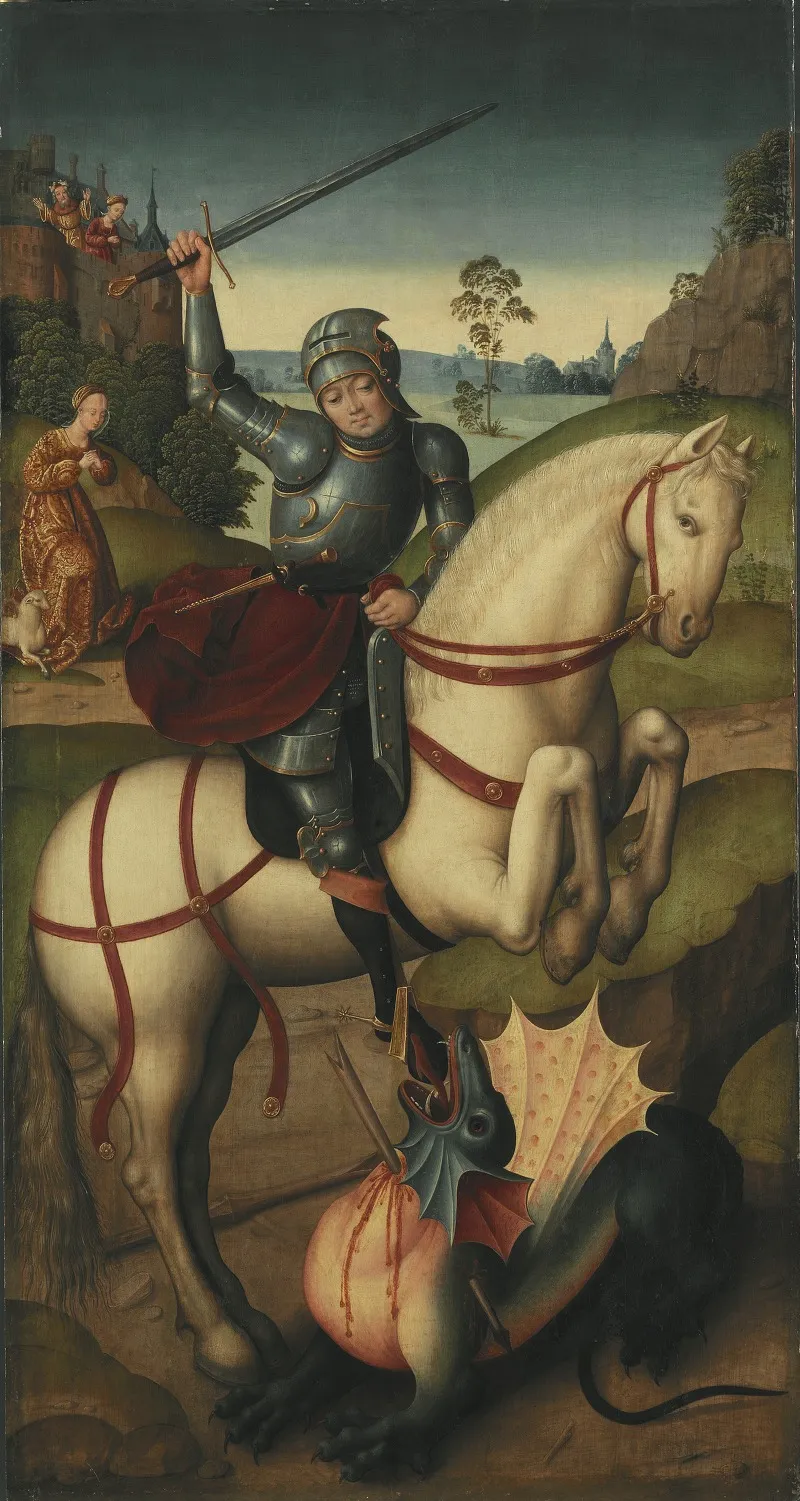 St Catherine St George And The Dragon Wall Art by Jan Baegert - High-Resolution Digital Print