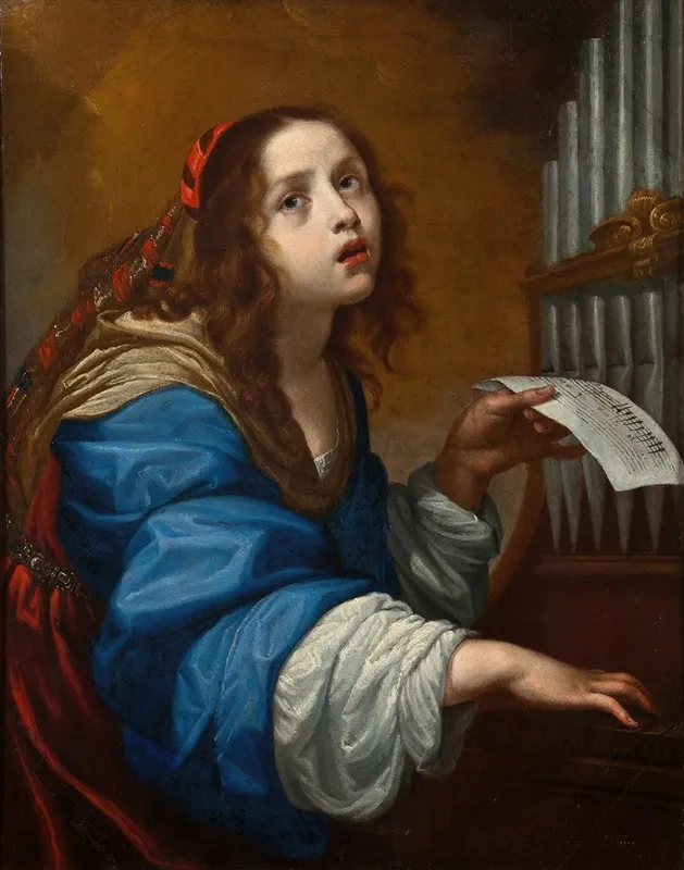 St Cecilia Playing The Organ Wall Art by Onorio Marinari - High-Resolution Digital Print