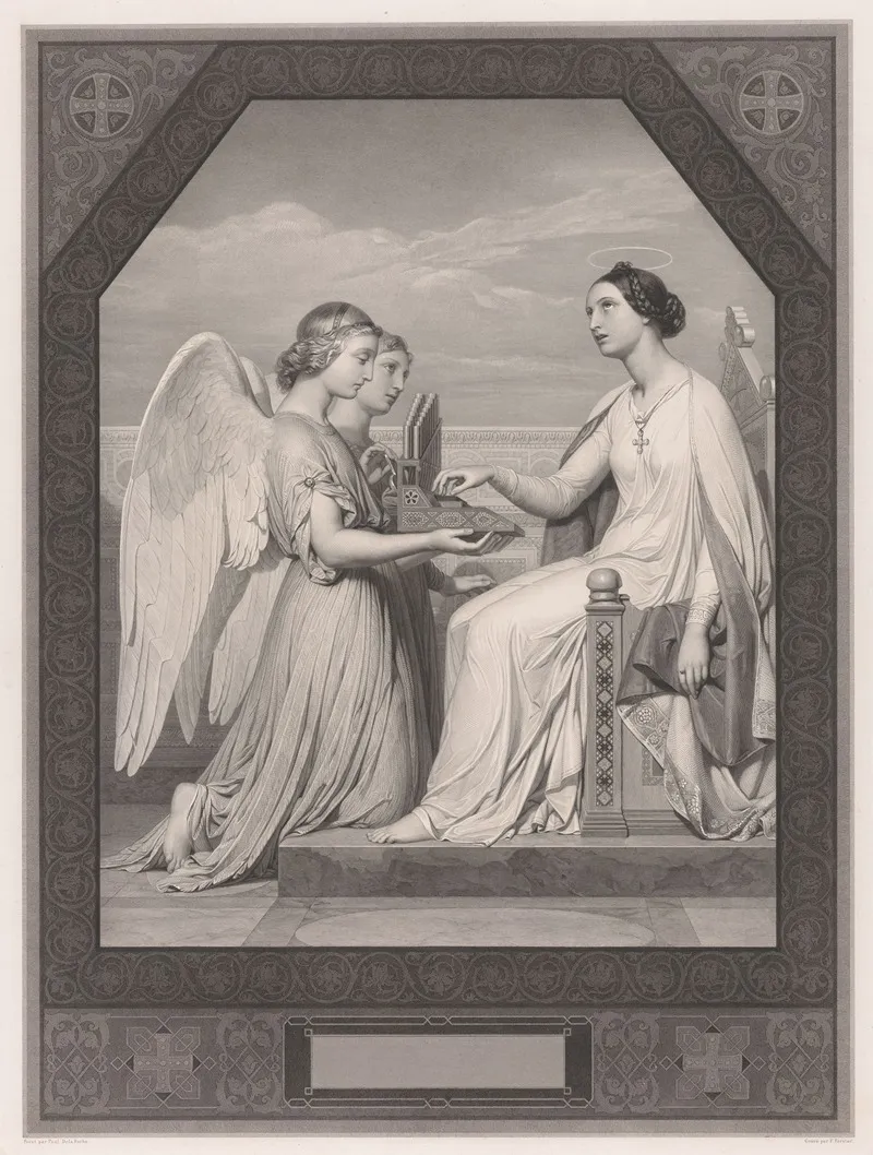 St Cecilia With Two Angels And An Organ Wall Art by Francois Forster - High-Resolution Digital Print