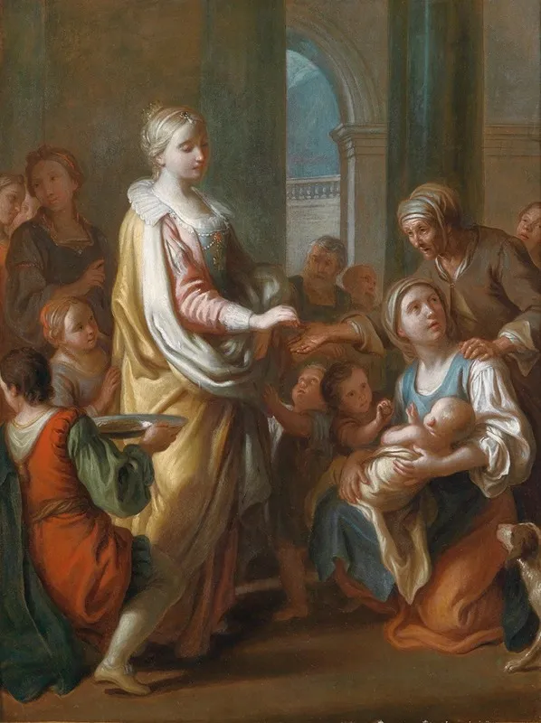St Elisabeth Distributes Alms Wall Art by Pietro Rotari - High-Resolution Digital Print