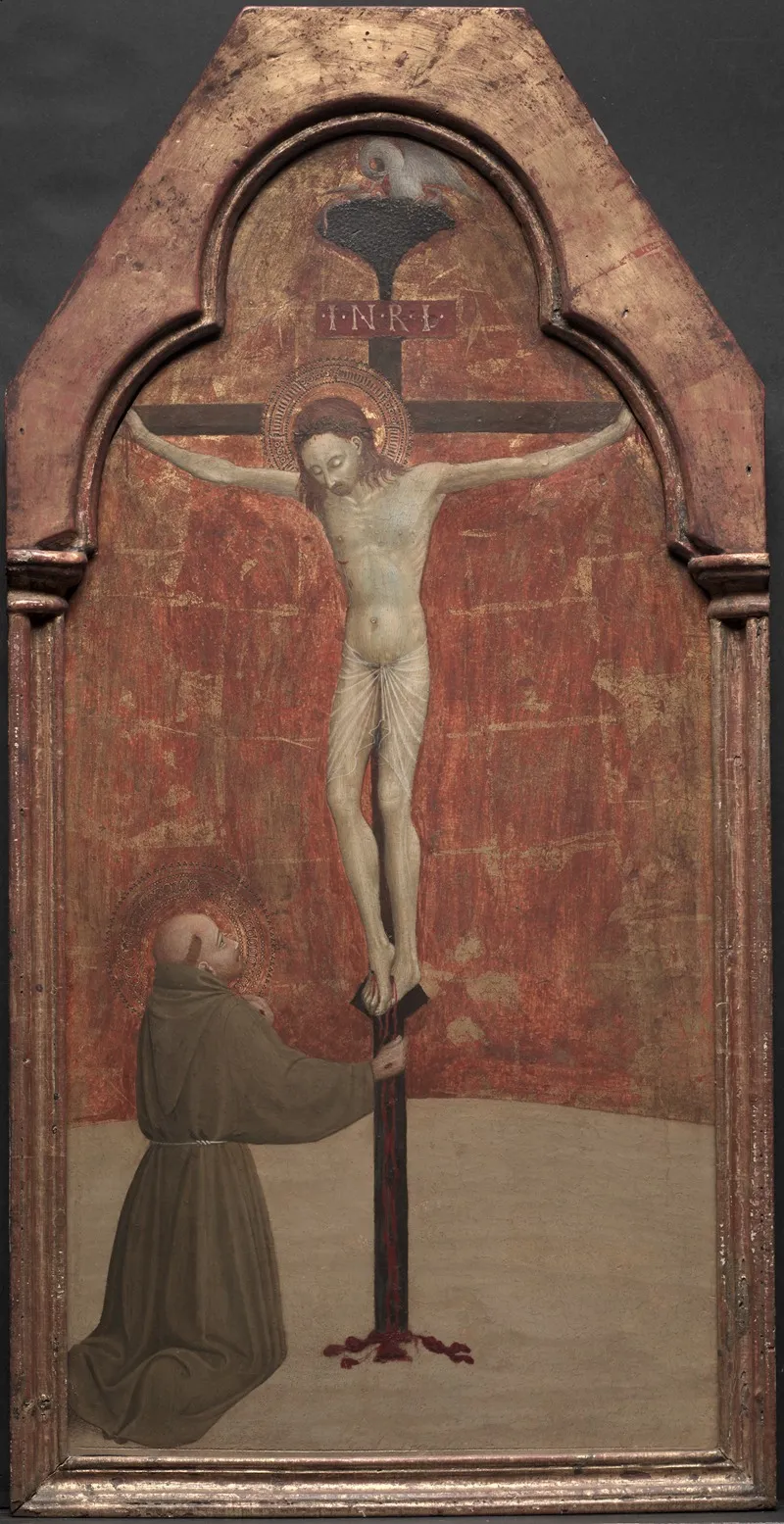 St Francis Kneeling Before Christ On The Cross Wall Art by Sassetta - High-Resolution Digital Print
