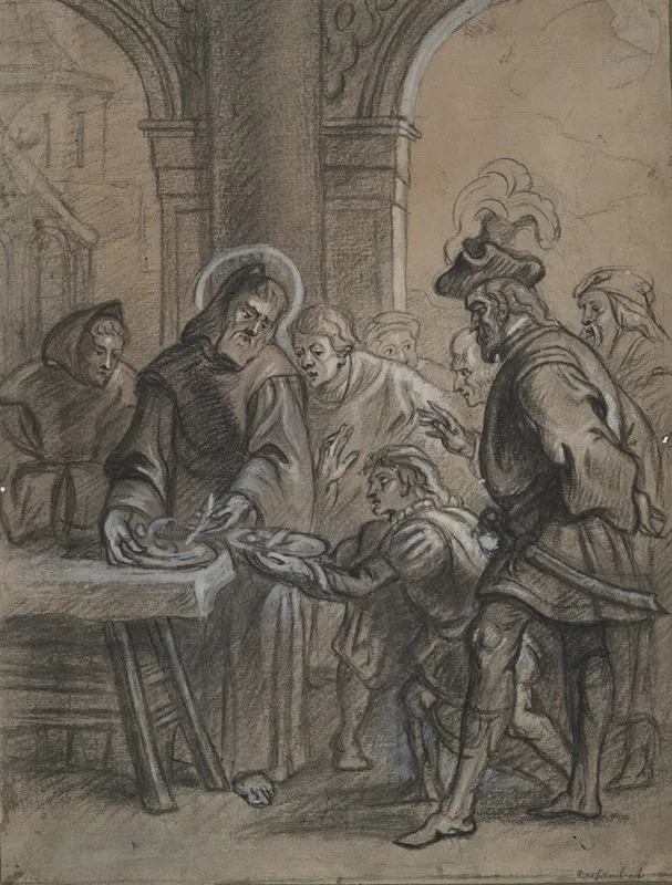 St Francis Of Paula Reviving Cooked Fish Wall Art by Circle of Erasmus Quellinus II - High-Resolution Digital Print