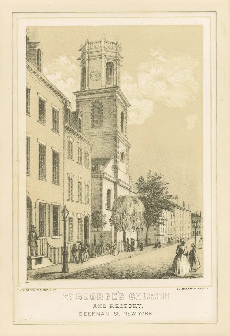 St Georges Church And Rectory Beekman St New York Wall Art by W. Endicott &amp; Co. - High-Resolution Digital Print