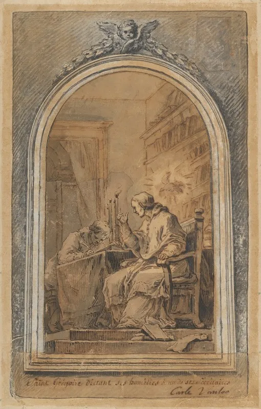 St Gregory Dictating His Homilies To A Secretary