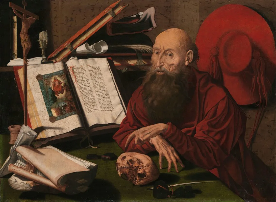 St Jerome In His Study 3 Wall Art by Marinus Van Reymerswale - High-Resolution Digital Print