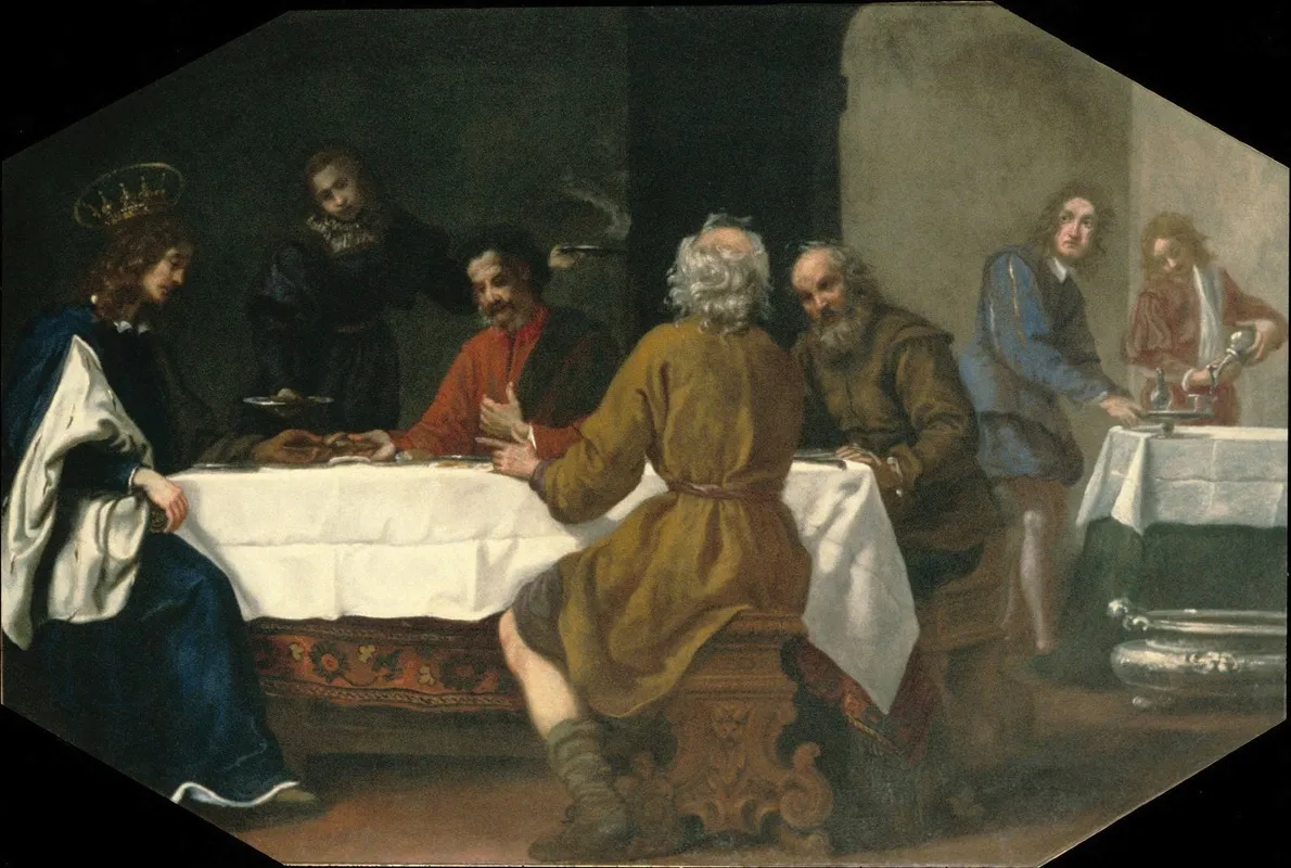 St Louis Of France Visiting An Alms House Wall Art by Jacopo Vignali - High-Resolution Digital Print