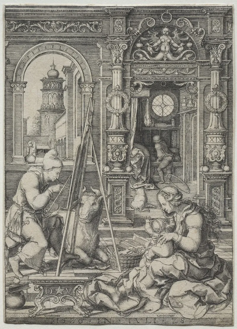 St Luke Painting The Virgin Wall Art by Dirk Vellert - High-Resolution Digital Print