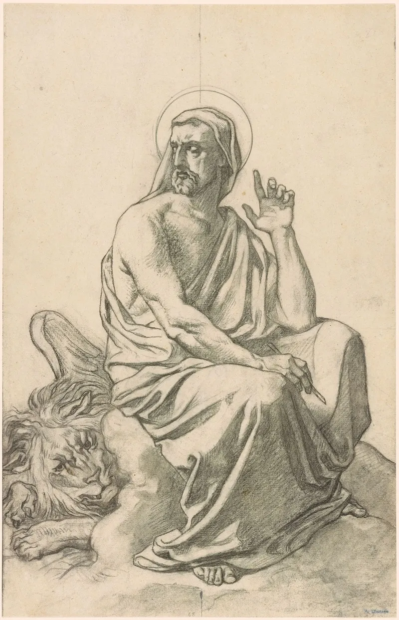 St Mark And His Lion Wall Art by Henri Lehmann - High-Resolution Digital Print