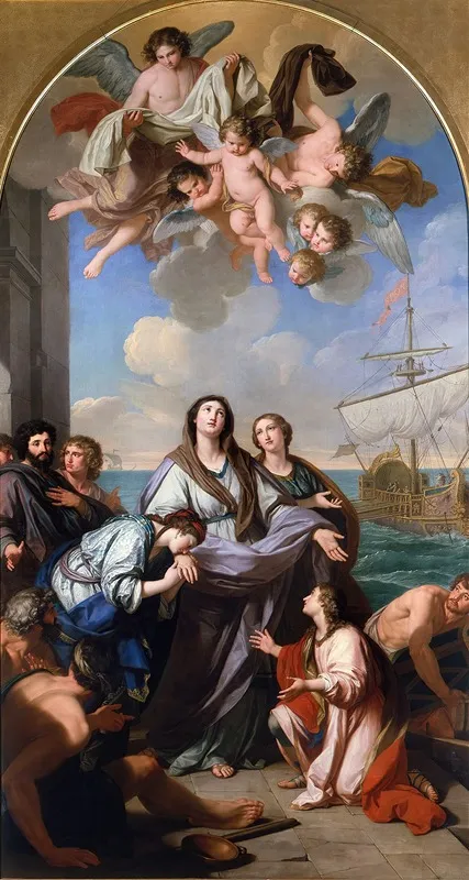 St Paula Of Rome Departs For The Holy Land Wall Art by Giuseppe Bottani - High-Resolution Digital Print
