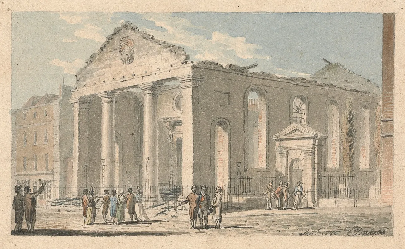 St Pauls Church Covent Garden After The Fire Wall Art by Edward Dayes - High-Resolution Digital Print