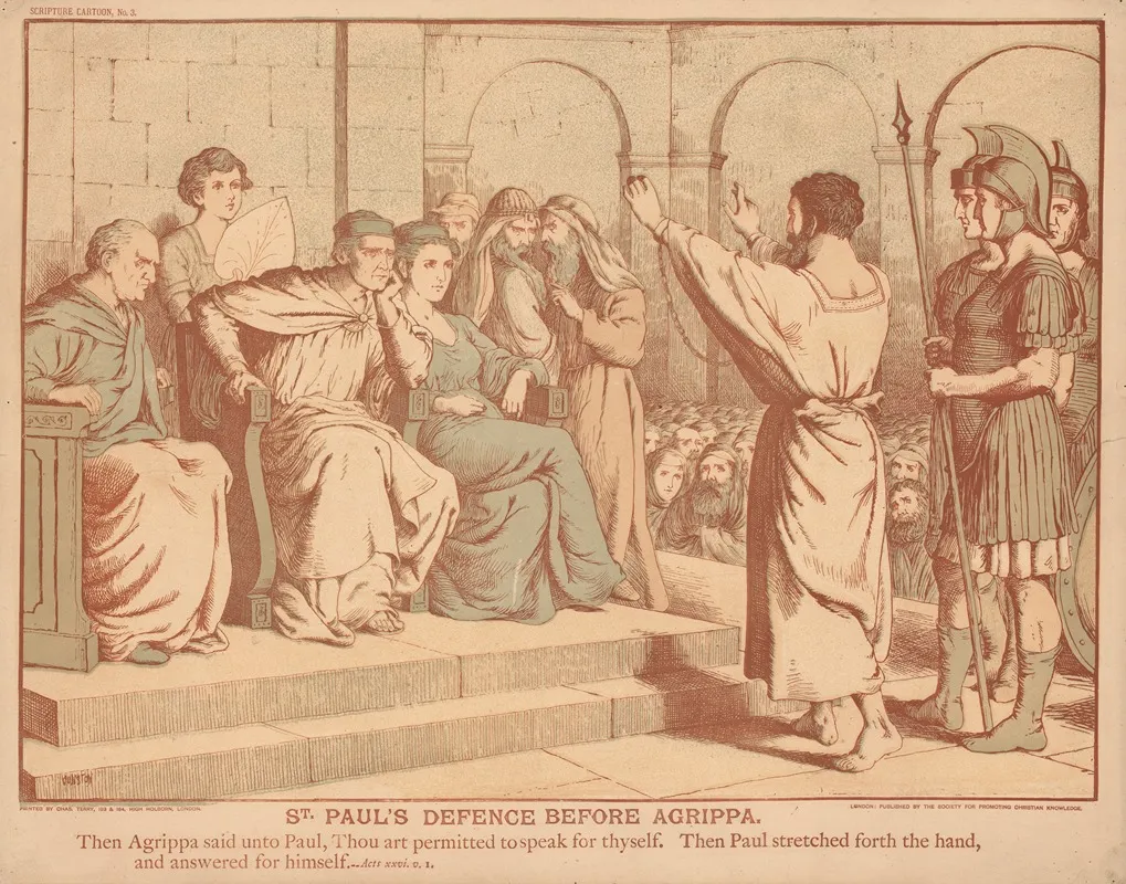 St Pauls Defence Before Agrippa Wall Art by W. Gunston - High-Resolution Digital Print