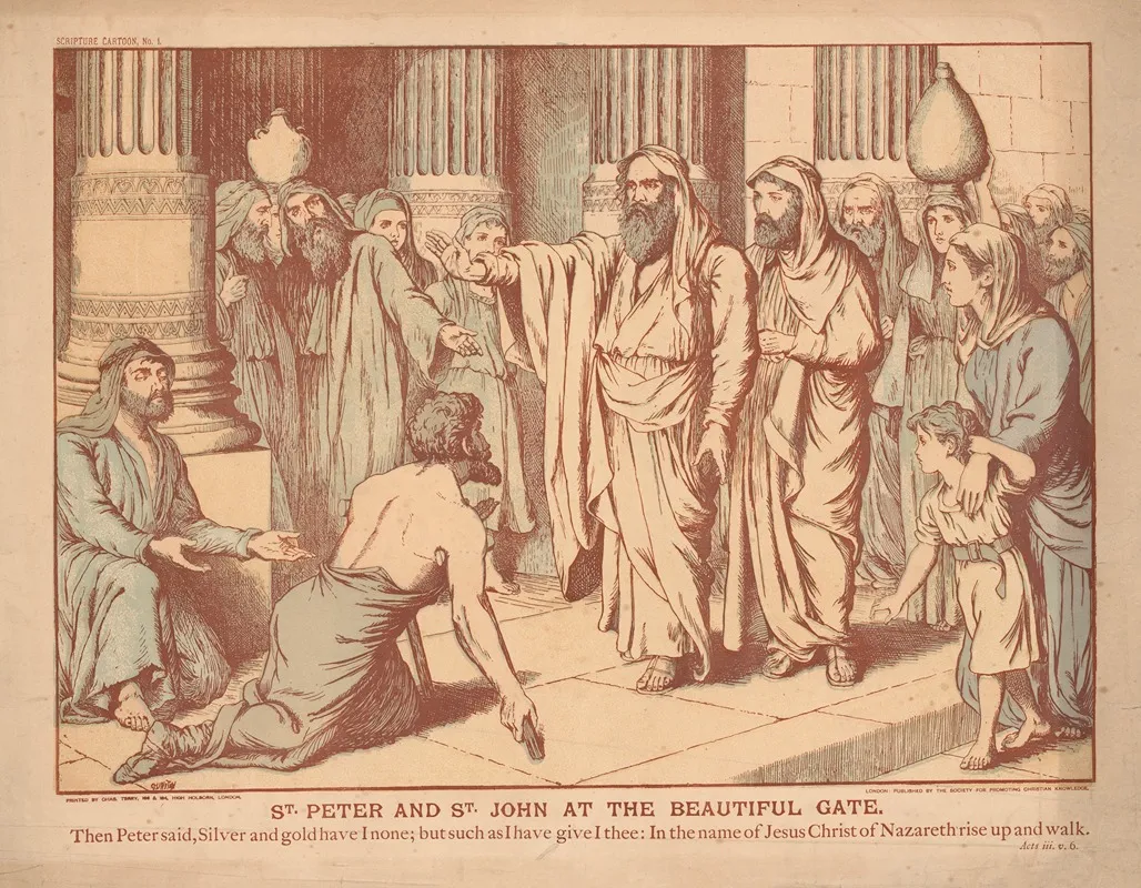 St Peter And St John At The Beautiful Gate Wall Art by W. Gunston - High-Resolution Digital Print