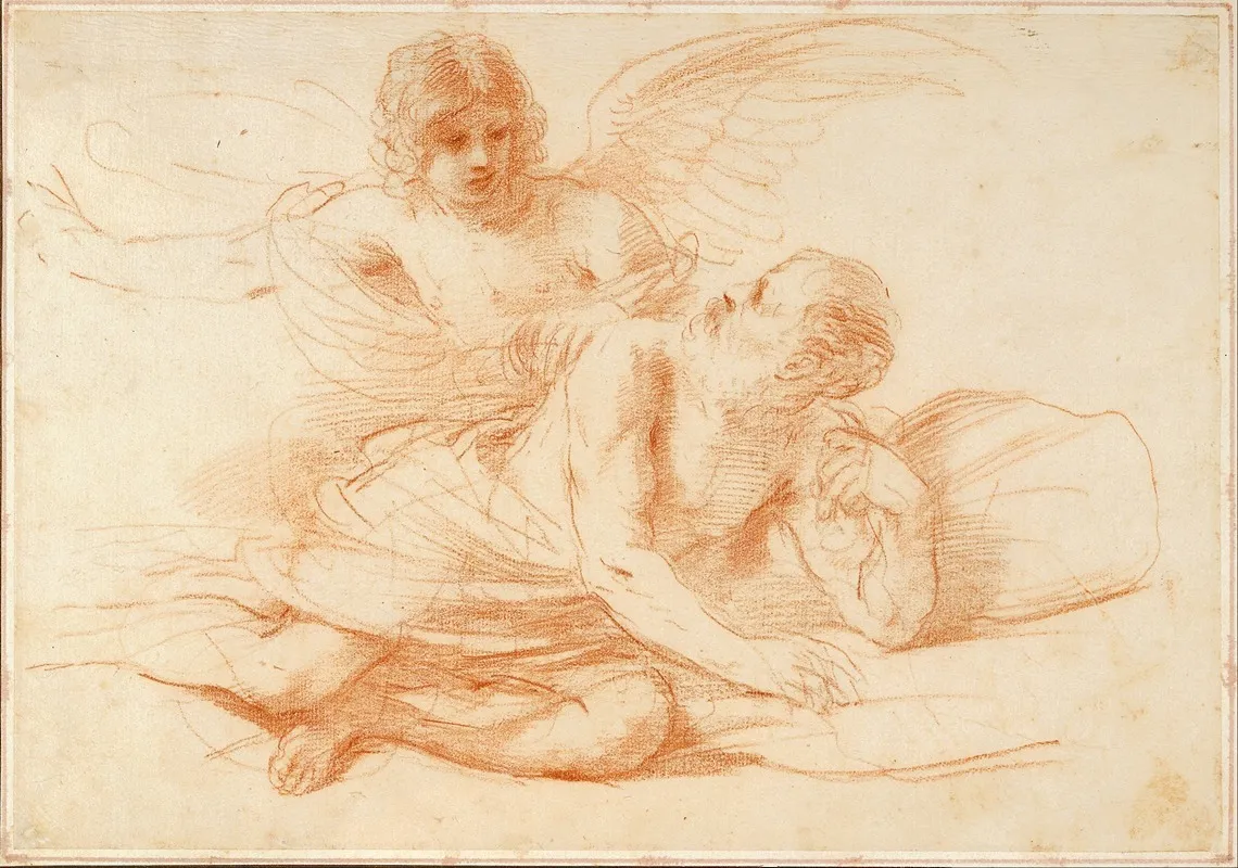 St Peter And The Angel Wall Art by Guercino - High-Resolution Digital Print