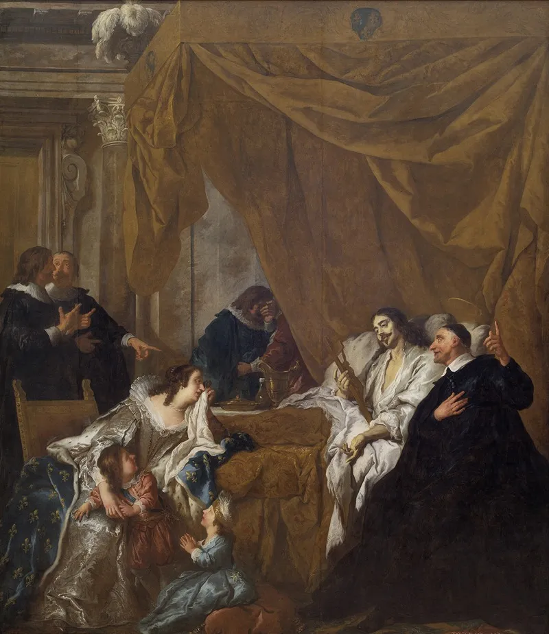 St Vincent De Paul At The Deathbed Of Louis Xiii Wall Art by Jean-François de Troy - High-Resolution Digital Print