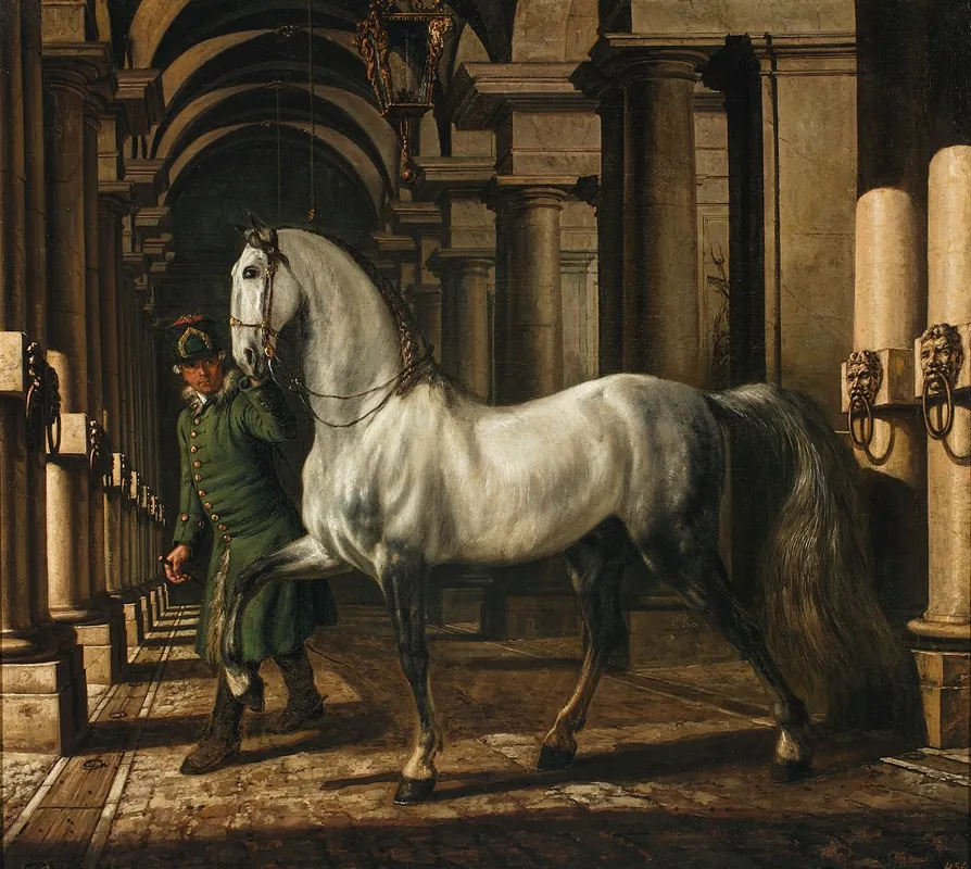 Stable Boy Leading A Horse