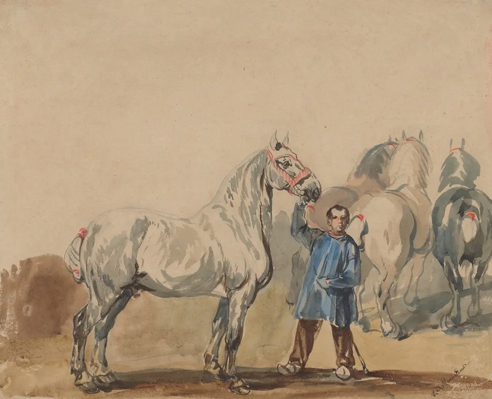 Stableman And Horses Wall Art by Piotr Michałowski - High-Resolution Digital Print