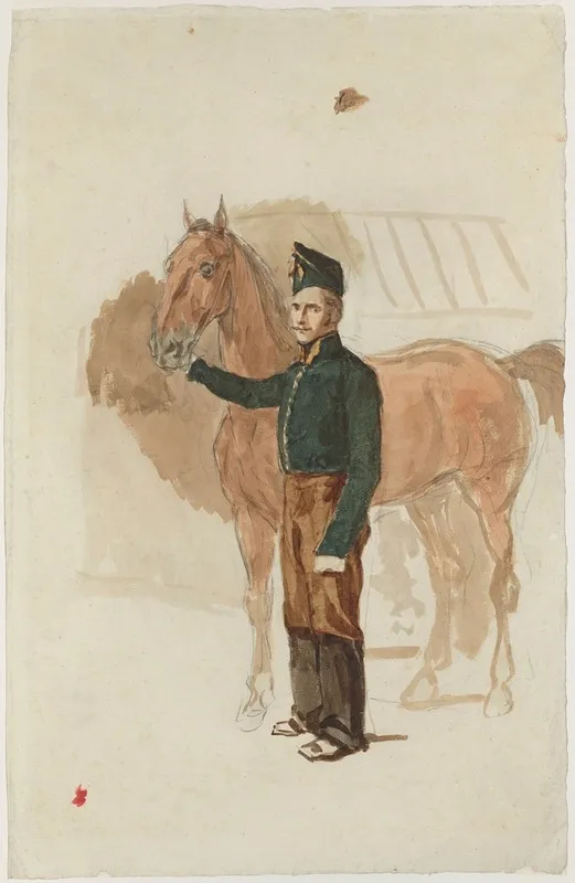 Stableman With A Horse 2 Wall Art by Piotr Michałowski - High-Resolution Digital Print