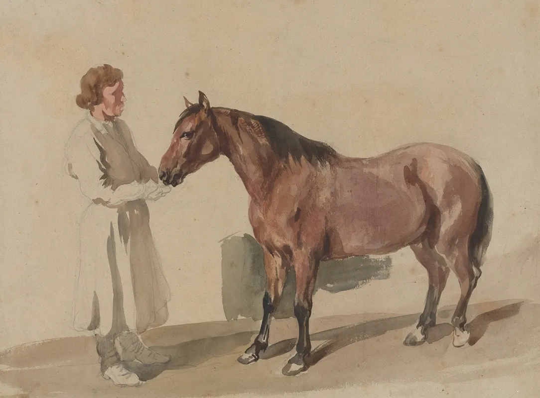 Stableman With A Horse Wall Art by Piotr Michałowski - High-Resolution Digital Print