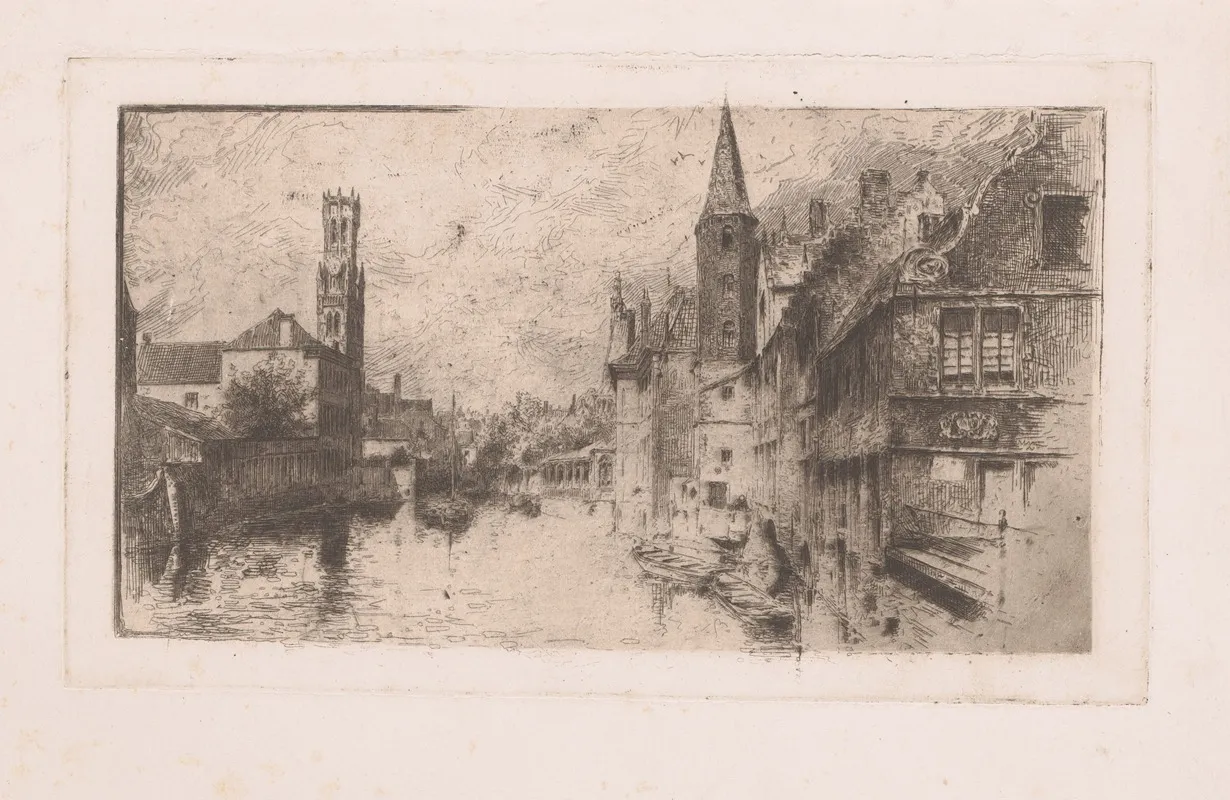 Stadsgezicht Met Gracht En Toren