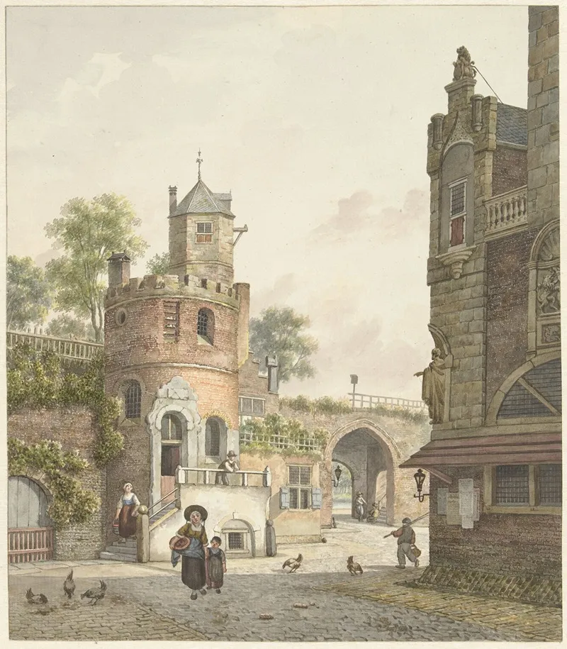 Stadsmuur Met Een Toren En Een Poort Van Binnen Gezien Wall Art by Jan Hendrik Verheijen - High-Resolution Digital Print