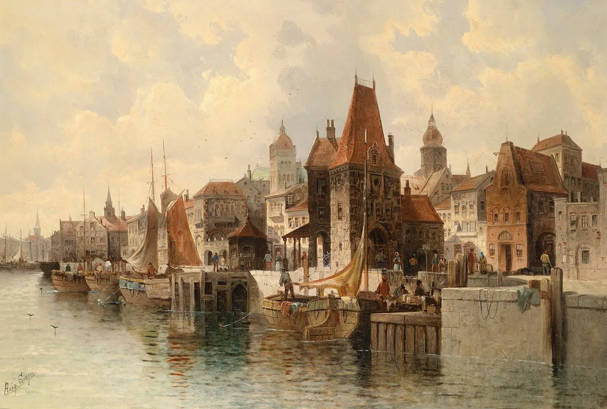 Stadt Am Fluss Wall Art by August Von Siegen - High-Resolution Digital Print