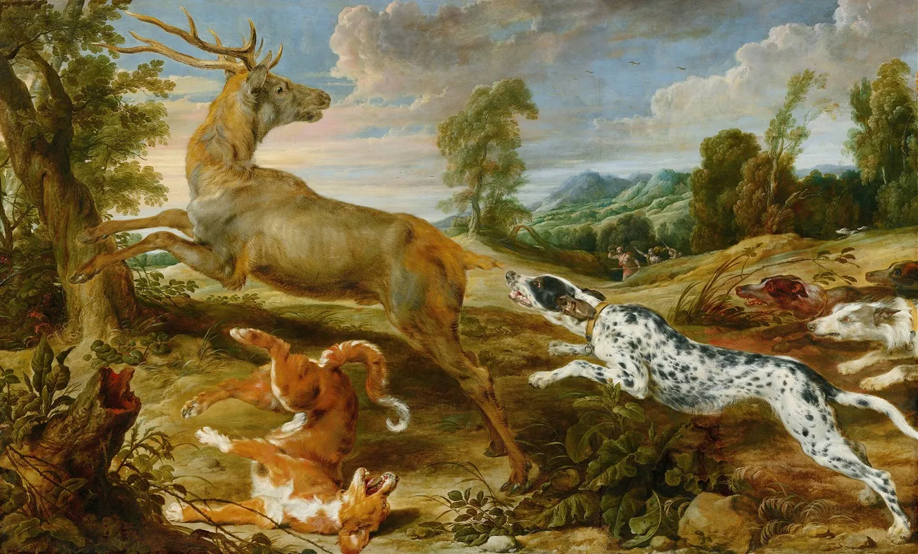 Stag Hunt Wall Art by Paul de Vos - High-Resolution Digital Print