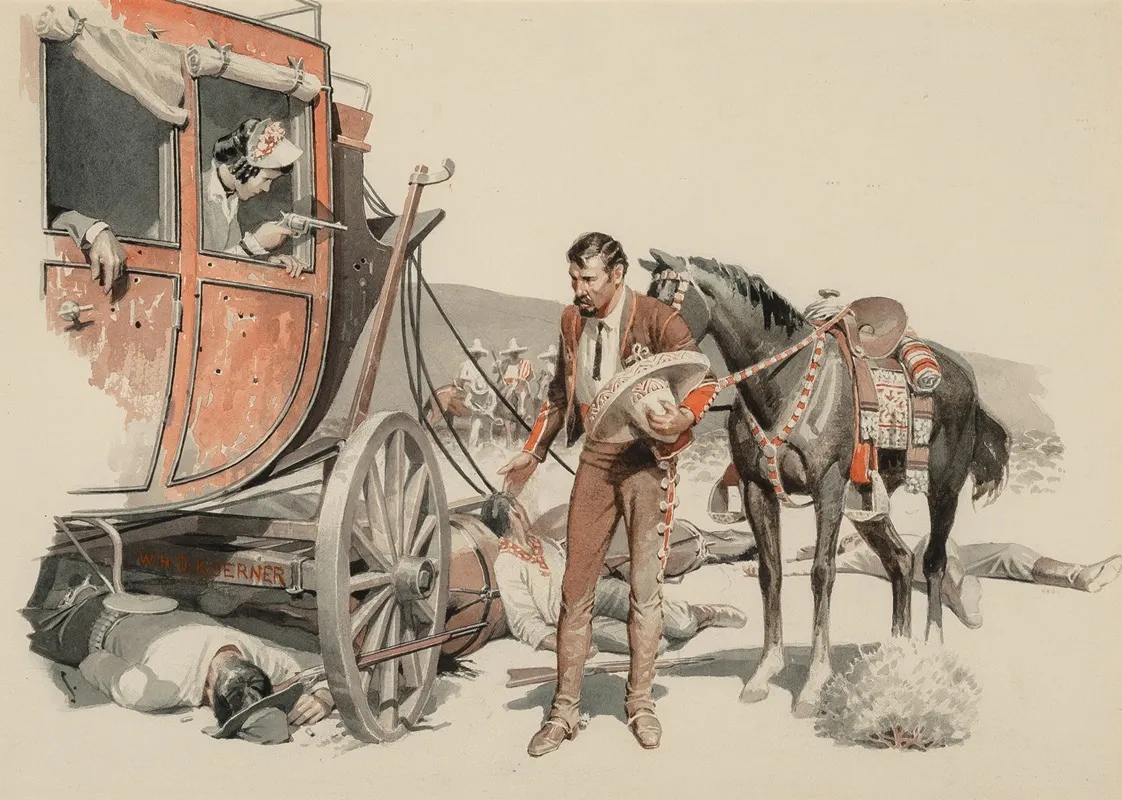 Stagecoach Hold Up Wall Art by William Henry Dethlef Koerner - High-Resolution Digital Print