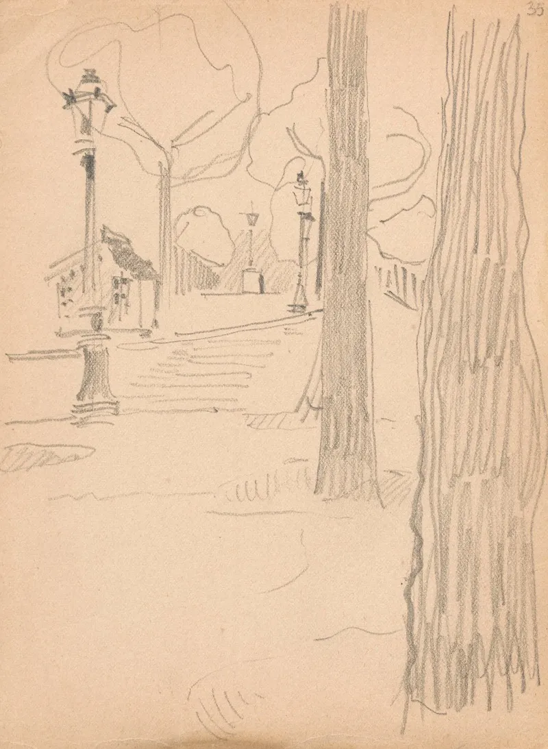 Stairs Lanterns And Trees