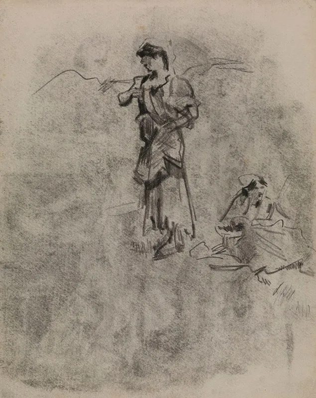 Standing An Sitting Gypsy Woman
