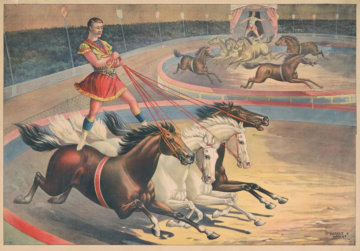 Standing Bareback Riders 2 Wall Art by Calvert Litho. Co - High-Resolution Digital Print